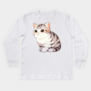 Cute American Shorthair Cat Kids Long Sleeve T-Shirt